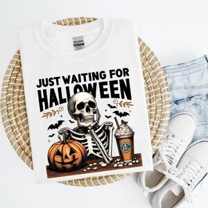 Just Waiting For Halloween T-Shirt, Fall Season Spooky Graphic Tee 51